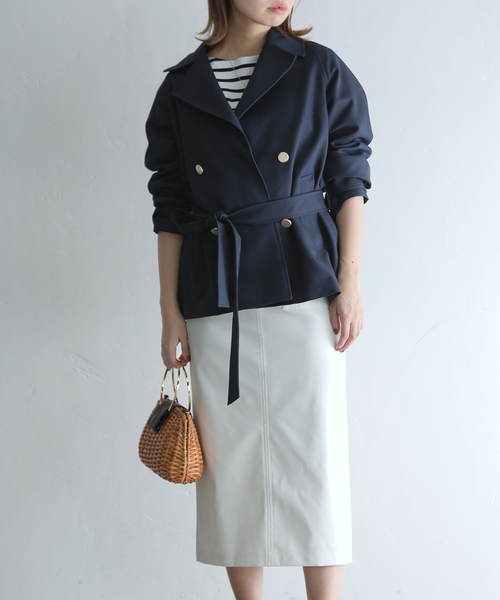 La TOTALITE（ラトータリテ）の「ミドルトレンチコート（トレンチコート・レディース・ネイビー/ベージュ・38/36）」の9枚目の写真