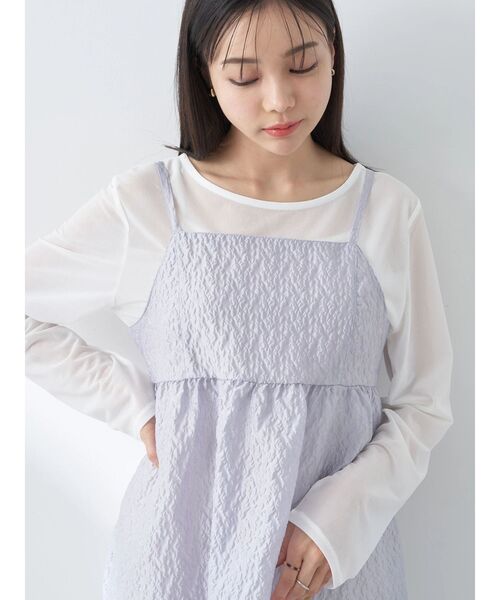 earth music&ecology(アースミュージックアンドエコロジー)の「ぽこぽこフラワーキャミチュニック(チュニック・レディース・ブラック/サックスブルー/アイボリー・FREE)」の22枚目の写真