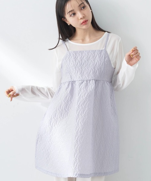 earth music&ecology(アースミュージックアンドエコロジー)の「ぽこぽこフラワーキャミチュニック(チュニック・レディース・ブラック/サックスブルー/アイボリー・FREE)」の3枚目の写真