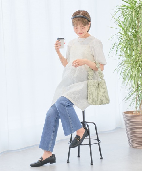 earth music&ecology(アースミュージックアンドエコロジー)の「ぽこぽこフラワーキャミチュニック(チュニック・レディース・ブラック/サックスブルー/アイボリー・FREE)」の21枚目の写真
