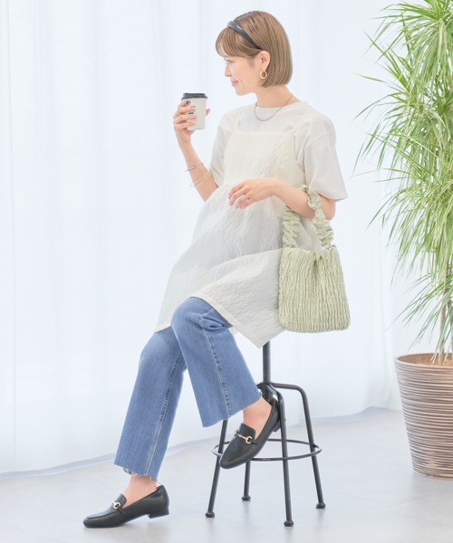 earth music&ecology(アースミュージックアンドエコロジー)の「ぽこぽこフラワーキャミチュニック(チュニック・レディース・ブラック/サックスブルー/アイボリー・FREE)」の20枚目の写真