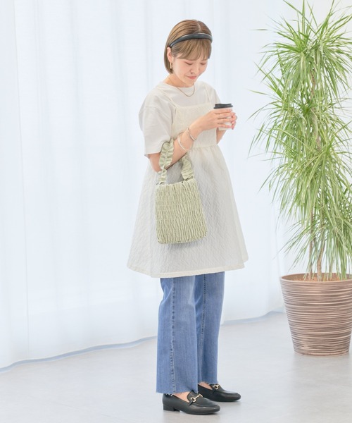 earth music&ecology(アースミュージックアンドエコロジー)の「ぽこぽこフラワーキャミチュニック(チュニック・レディース・ブラック/サックスブルー/アイボリー・FREE)」の16枚目の写真