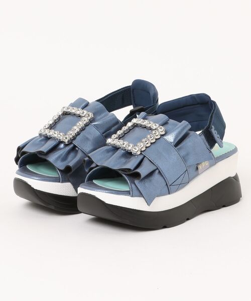 YOSUKE（ヨースケ）の「【YOSUKE】厚底フリルサンダル 4450033（サンダル・レディース・ブラック/ライトグリーン/ピンク/ホワイト/ネイビー/シルバー/シャンパン・22.5cm/23.0cm/23.5cm/24.0cm/24.5cm）」の4枚目の写真