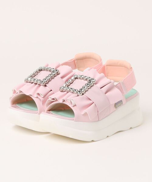 YOSUKE（ヨースケ）の「【YOSUKE】厚底フリルサンダル 4450033（サンダル・レディース・ブラック/ライトグリーン/ピンク/ホワイト/ネイビー/シルバー/シャンパン・22.5cm/23.0cm/23.5cm/24.0cm/24.5cm）」の5枚目の写真