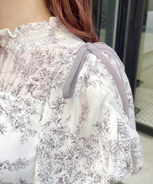【未使用タグ付き】NOMAE ノーマエ カットアウトリボン花柄ワンピース NOMAE（ノーマエ）の「カットアウトリボン花柄ワンピース