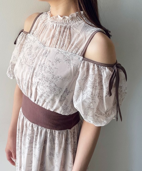 NOMAE（ノーマエ）の「カットアウトリボン花柄ワンピース（ワンピース・レディース・グレー系その他/ブルー系その他/ピンク系その他・FREE）」の18枚目の写真