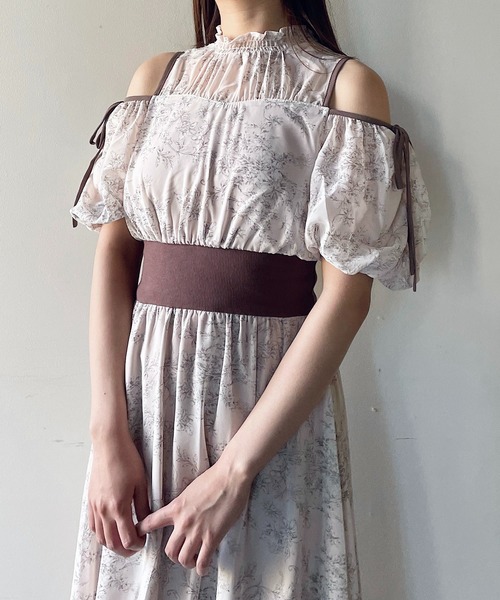 NOMAE（ノーマエ）の「カットアウトリボン花柄ワンピース（ワンピース・レディース・グレー系その他/ブルー系その他/ピンク系その他・FREE）」の13枚目の写真