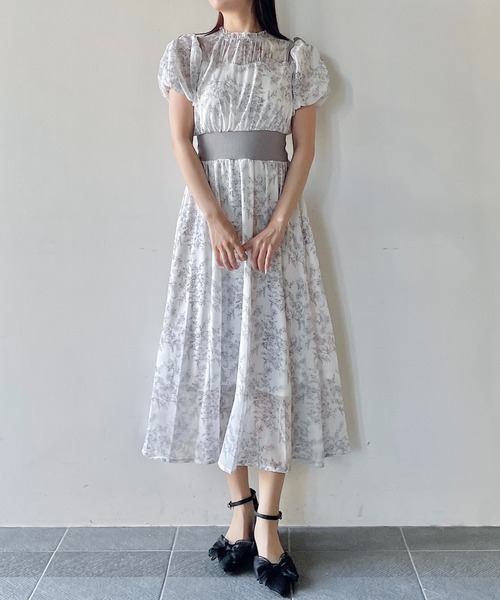 関税込 MAJE クレポン ミディワンピース カットアウト 花柄 MAJE(マージュ) クレポン ミディワンピース カットアウト