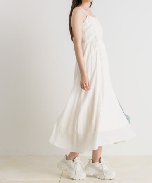 OLIVE des OLIVE（オリーブデオリーブ）の「ドロストリボンキャミワンピース（ワンピース・レディース・チェック/ブラック/オフホワイト/ブラック系その他・FREE）」の6枚目の写真