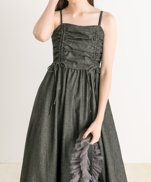 OLIVE des OLIVE（オリーブデオリーブ）の「ドロストリボンキャミワンピース（ワンピース・レディース・チェック/ブラック/オフホワイト/ブラック系その他・FREE）」の14枚目の写真