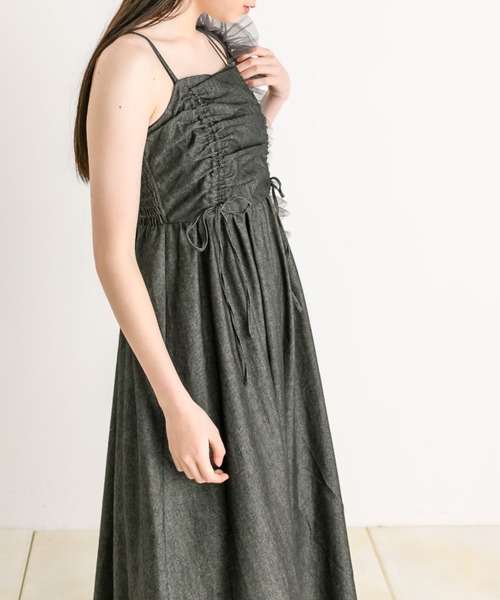 OLIVE des OLIVE（オリーブデオリーブ）の「ドロストリボンキャミワンピース（ワンピース・レディース・チェック/ブラック/オフホワイト/ブラック系その他・FREE）」の15枚目の写真