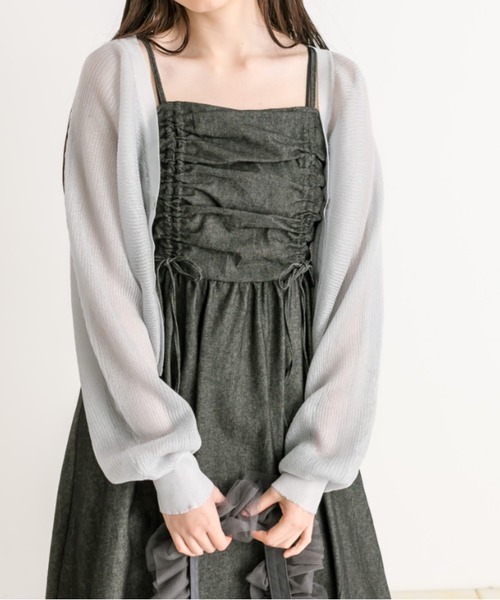 OLIVE des OLIVE（オリーブデオリーブ）の「ドロストリボンキャミワンピース（ワンピース・レディース・チェック/ブラック/オフホワイト/ブラック系その他・FREE）」の18枚目の写真