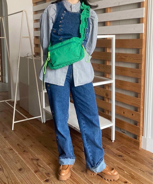 CONTROL FREAK（コントロールフリーク）の「CONTROL FREAK / CTFK（コントロールフリーク）撥水ギャザークロスボディバッグ（ショルダーバッグ・レディース・チャコール/ピンク/グリーン/アイボリー/ブルー/シルバー/オレンジ/その他/カーキ/ボルドー/レオパード/ネイビー/ドット/チェック/ブラック系その他/オリーブ/マルチ・FREE）」の18枚目の写真