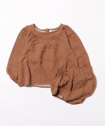 Quincy Mae（クインシーメイ）の「★Quincy Mae★BALLOON SLEEVE BLOUSE&BLOOMER SET || CINNAMON GRID（その他ベビー用品・キッズ）」