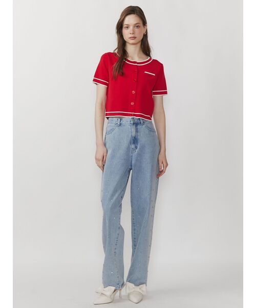 CALNAMUR（カルナムール）の「バイカラーニットカーディガン（カーディガン/ボレロ・レディース・ホワイト/レッド/ブラック・FREE）」の11枚目の写真