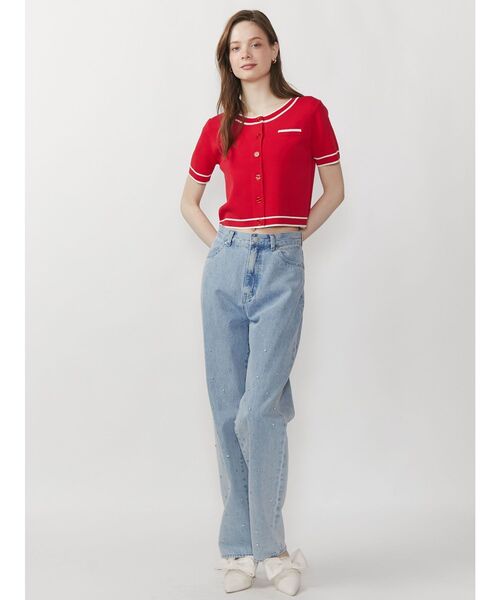 CALNAMUR（カルナムール）の「バイカラーニットカーディガン（カーディガン/ボレロ・レディース・ホワイト/レッド/ブラック・FREE）」の12枚目の写真