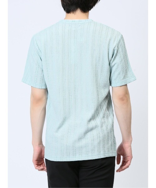 m.f.editorial（エムエフエディトリアル）の「【ストレッチ】m.f.エディトリアル メンズ タックストライプ フェイクVネック半袖Tシャツ（Tシャツ/カットソー・メンズ・ホワイト/ブラック/ライトグリーン・LARGE/MEDIUM）」の17枚目の写真