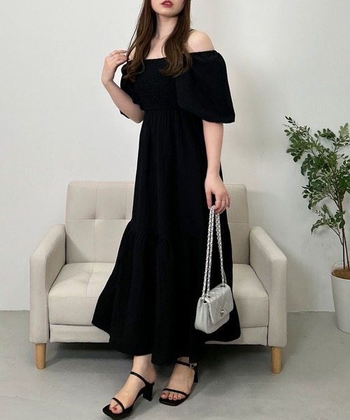 INGNI（イング）の「2wayオフショルシャーリングワンピース（ワンピース・レディース・ピンク/オフホワイト/ブラック・M）」の13枚目の写真