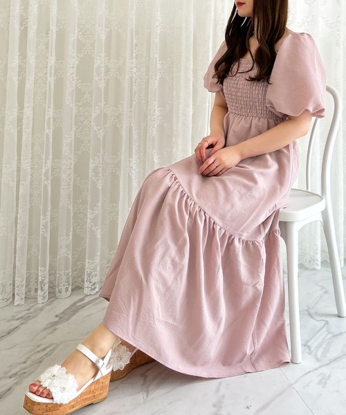 INGNI（イング）の「2wayオフショルシャーリングワンピース（ワンピース・レディース・ピンク/オフホワイト/ブラック・M）」の17枚目の写真