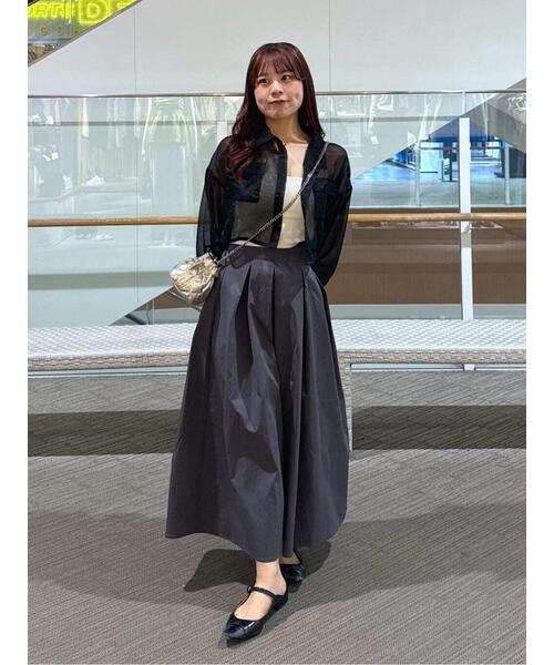 FREE'S MART（フリーズマート）の「◇裾ドロストショート丈シアーシャツ（シャツ/ブラウス・レディース・ブラック/ブルー/ホワイト/ピンク・FREE）」の7枚目の写真