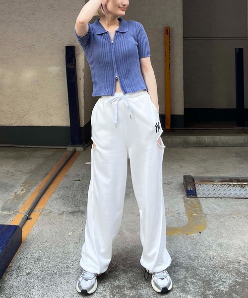 SPIRALGIRL(スパイラルガール)の「ダブルZIPピグメントリブニットトップス(ニット/セーター・レディース・ブラック/ホワイト/ネイビー・FREE)」の4枚目の写真