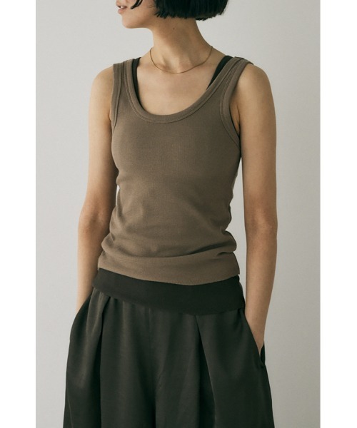 M_（エムアンダーバー）の「オーガニックコットン使用 それぞれ単品で使えて着まわし自由なレイヤードタンクトップセット（タンクトップ・レディース・ライトブラウン/ライトピンク/ライトベージュ・FREE）」の6枚目の写真