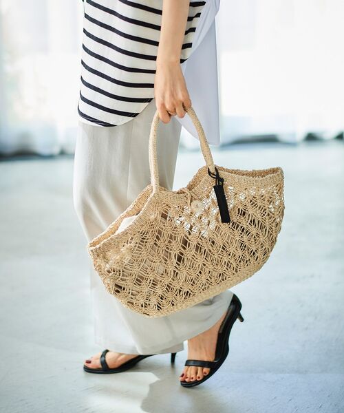 le.coeur blanc（ルクールブラン）の「BAGMATI 柄あみかごバッグ（かごバッグ・レディース・ベージュ・FREE）」の5枚目の写真