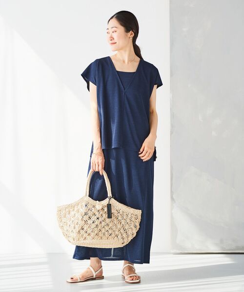 le.coeur blanc（ルクールブラン）の「BAGMATI 柄あみかごバッグ（かごバッグ・レディース・ベージュ・FREE）」の9枚目の写真