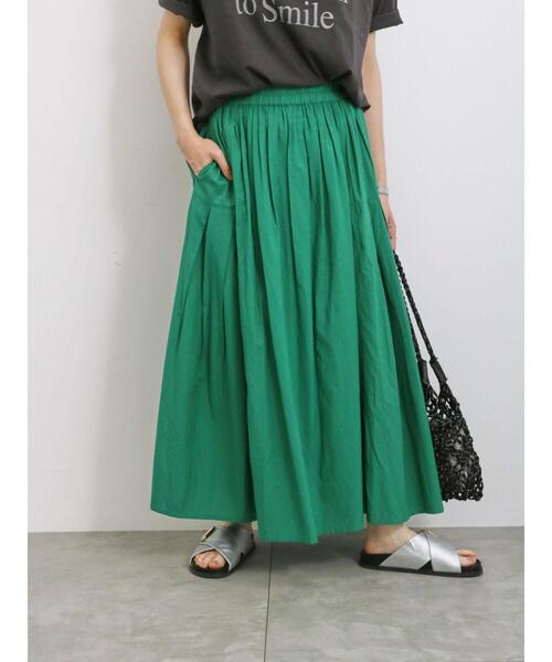 Samansa Mos2 blue（サマンサモスモスブルー）の「【Made in India】コットンビスコースギャザースカート（スカート・レディース・ブラック/グリーン/ブルー・F）」の4枚目の写真