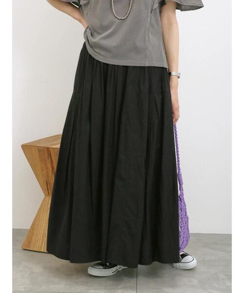 Samansa Mos2 blue（サマンサモスモスブルー）の「【Made in India】コットンビスコースギャザースカート（スカート・レディース・ブラック/グリーン/ブルー・F）」の6枚目の写真