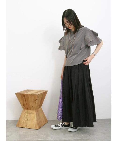 Samansa Mos2 blue（サマンサモスモスブルー）の「【Made in India】コットンビスコースギャザースカート（スカート・レディース・ブラック/グリーン/ブルー・F）」の9枚目の写真