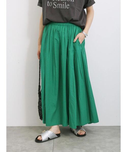 Samansa Mos2 blue（サマンサモスモスブルー）の「【Made in India】コットンビスコースギャザースカート（スカート・レディース・ブラック/グリーン/ブルー・F）」の10枚目の写真