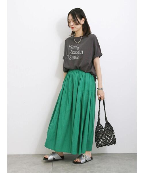 Samansa Mos2 blue（サマンサモスモスブルー）の「【Made in India】コットンビスコースギャザースカート（スカート・レディース・ブラック/グリーン/ブルー・F）」の13枚目の写真