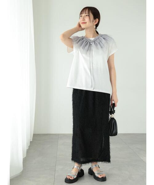 Te chichi TERRASSE（テチチテラス）の「【抗菌防臭】ハート刺繍Tシャツ（Tシャツ/カットソー・レディース・オフホワイト/ベージュ/チャコールグレー・F）」の4枚目の写真