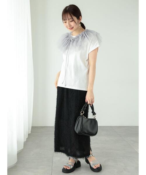 Te chichi TERRASSE（テチチテラス）の「【抗菌防臭】ハート刺繍Tシャツ（Tシャツ/カットソー・レディース・オフホワイト/ベージュ/チャコールグレー・F）」の5枚目の写真