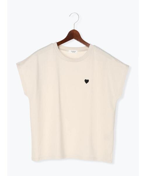 Te chichi TERRASSE（テチチテラス）の「【抗菌防臭】ハート刺繍Tシャツ（Tシャツ/カットソー・レディース・オフホワイト/ベージュ/チャコールグレー・F）」の12枚目の写真