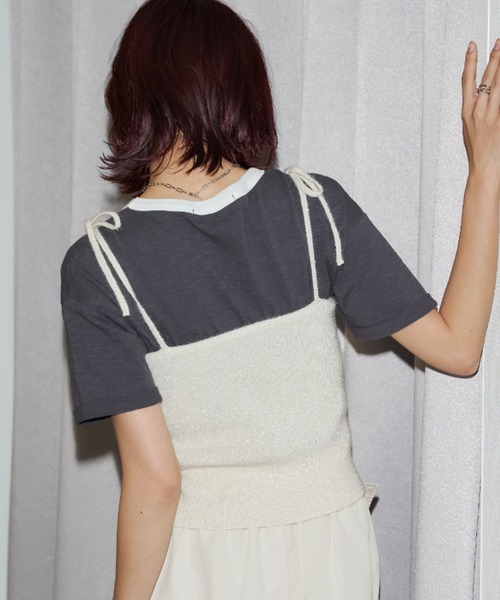 Auntie Rosa Holiday（アンティローザホリデー）の「フロントZIPラメフェザーリボンビスチェ（キャミソール・レディース・シルバー/ブラック/ホワイト・FREE）」の19枚目の写真