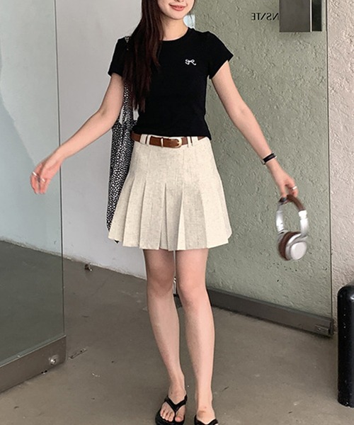 aimoha（アイモハ）の「リボン刺繍Tシャツ (SS)（Tシャツ/カットソー・レディース・グレー/ブルー/ブラック/ライトパープル/ホワイト・FREE）」の10枚目の写真