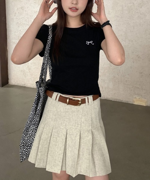 aimoha（アイモハ）の「リボン刺繍Tシャツ (SS)（Tシャツ/カットソー・レディース・グレー/ブルー/ブラック/ライトパープル/ホワイト・FREE）」の13枚目の写真