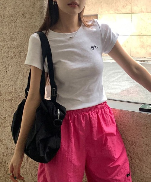 aimoha（アイモハ）の「リボン刺繍Tシャツ (SS)（Tシャツ/カットソー・レディース・グレー/ブルー/ブラック/ライトパープル/ホワイト・FREE）」の17枚目の写真
