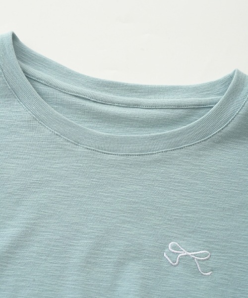 aimoha（アイモハ）の「リボン刺繍Tシャツ (SS)（Tシャツ/カットソー・レディース・グレー/ブルー/ブラック/ライトパープル/ホワイト・FREE）」の20枚目の写真