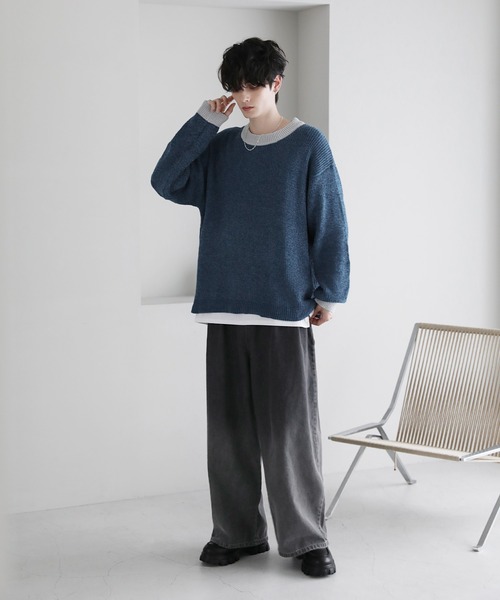 グラデーションワイドバギーデニムパンツ（デニムパンツ