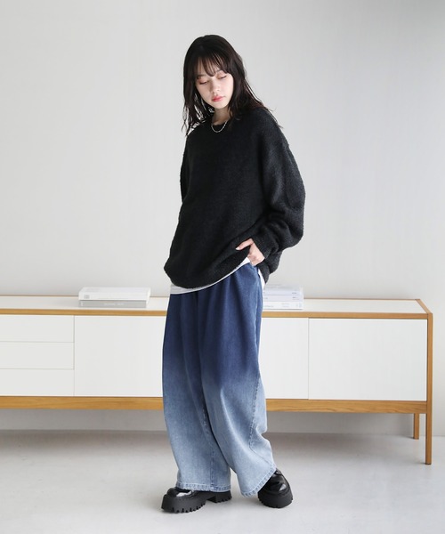 グラデーションワイドバギーデニムパンツ（デニムパンツ