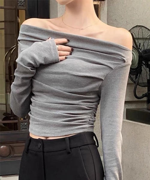 オフショル トップス 指穴付き オフショルダートップス culw694（Tシャツ/カットソー