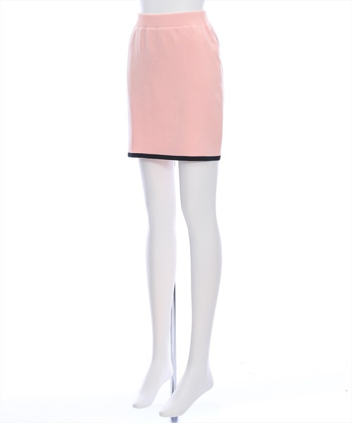 clear（クリア）の「配色ニットミニスカート[セットアップ可能 ショート丈]≪再入荷≫（スカート・レディース・ピンク/オフホワイト/ブラック・F）」の4枚目の写真