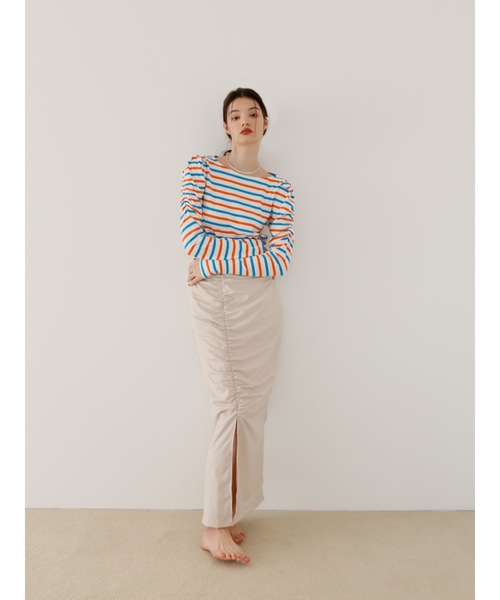 Katrin TOKYO(カトリーントーキョー)の「gather I line skirt(スカート・レディース・キナリ/グレー・S-Short/S/M)」の2枚目の写真