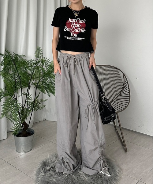 sedacle girl(セダクルガール)の「リボンシャーリングナイロンパンツ(その他パンツ・レディース・ピンク/グレー/ブラック・FREE)」の13枚目の写真