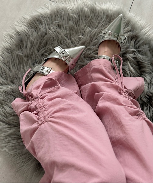 sedacle girl(セダクルガール)の「リボンシャーリングナイロンパンツ(その他パンツ・レディース・ピンク/グレー/ブラック・FREE)」の19枚目の写真