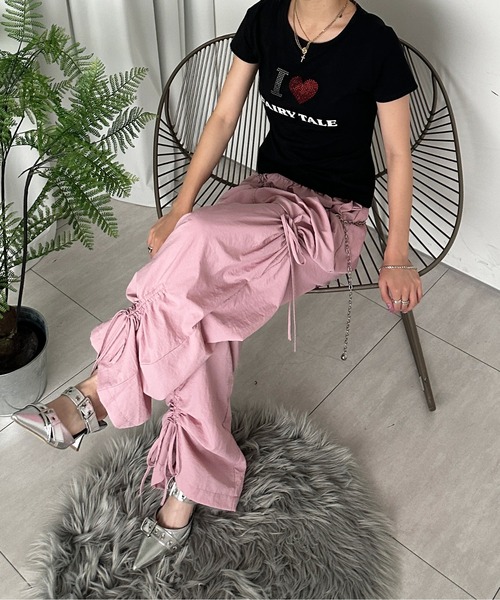 sedacle girl(セダクルガール)の「リボンシャーリングナイロンパンツ(その他パンツ・レディース・ピンク/グレー/ブラック・FREE)」の21枚目の写真