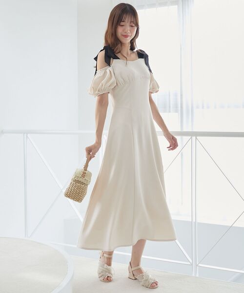 MAJESTIC LEGON（マジェスティックレゴン）の「【WEB限定XSサイズあり】2wayバイカラーリボンワンピース（ワンピース・レディース・ブラック系その他/ホワイト系その他/アイボリー/ブラウン系その他2・X-SMALL/MEDIUM/SMALL）」の10枚目の写真